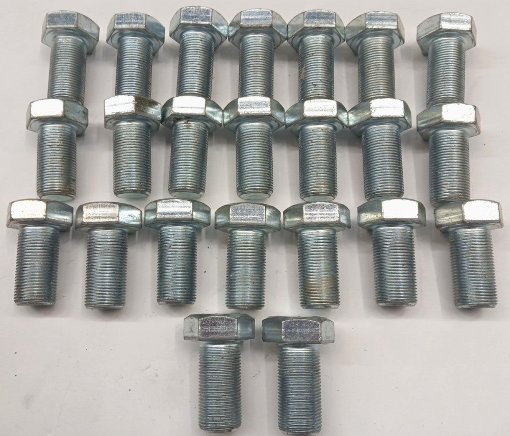 FULLY THREADED HEX BOLT 1-14 X 2" GRADE 5 ZINC PLATED FINE THREADED   LOT OF 24
