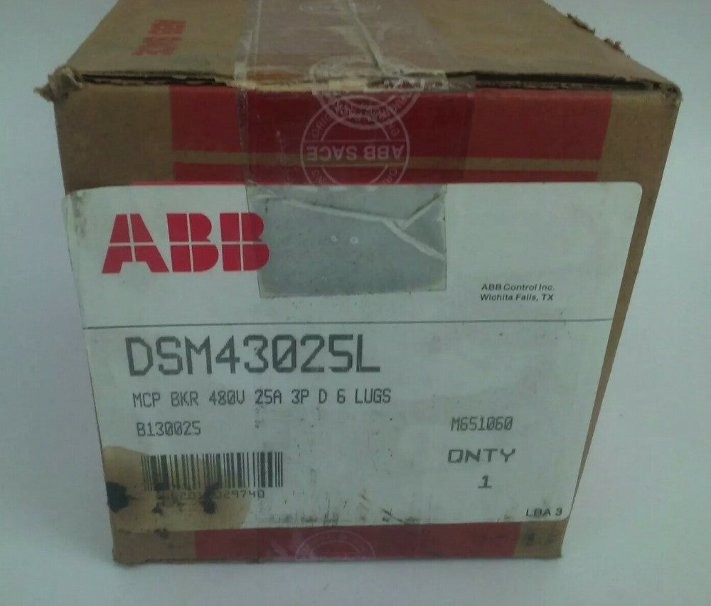 ABB DSM43025L MCP CIRCUIT BREAKER 3P 25A 480V D 6 LUGS 