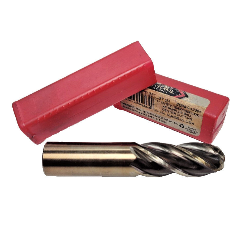 CLEVELAND BALL END MILL C42564, 4 FLUTE, 3/4" X 3/4" X 3-7/8", HSS, 1-5/8" LOC