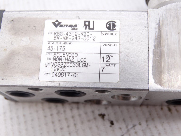 VERSA VALVES KSG-4312-K30-6K-KM-243-D012 VALVE