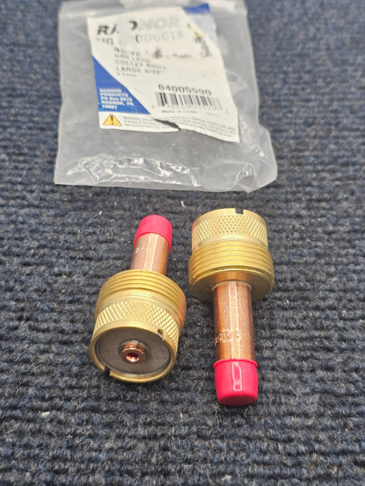 (QTY 2) RADNOR 64005590: TIG GAS LENS COLLET BODIES FOR 45V64