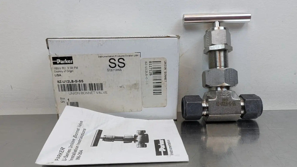 Parker 8Z-U12LB-G-SS Union Bonnet Valve 1/2" 6000 PSI Stainless Steel 316