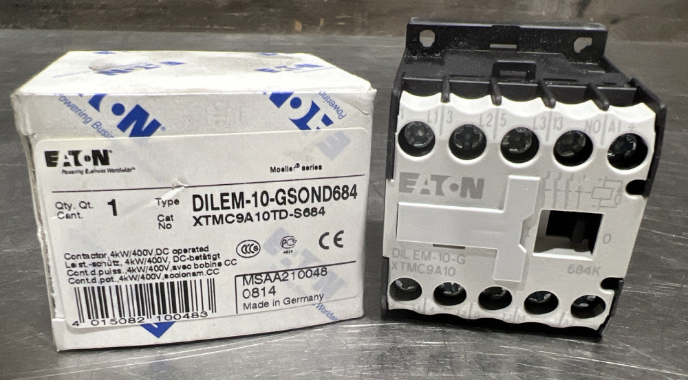 EATON DILEM-10-GSOND684 MINIATURE CONTACTOR, XTMC9A10TD-S684, Nos Surplus