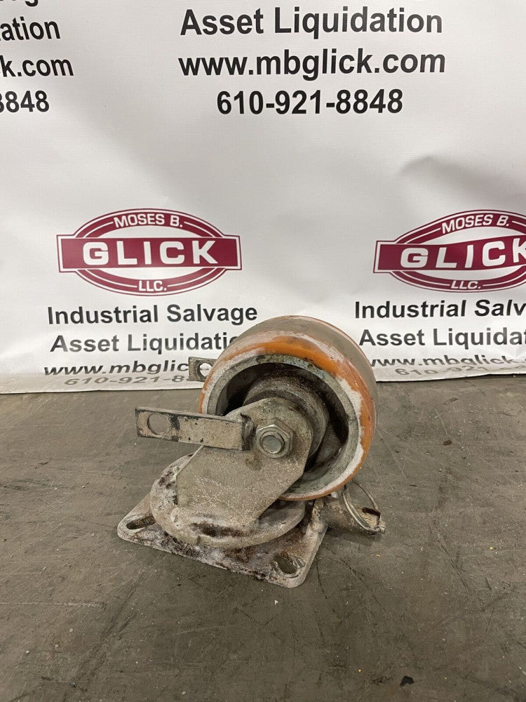6” x 3” Heavy Duty Poly Caster Wheel with 5” x 7” Mount w/ Brake & Swivel Lock
