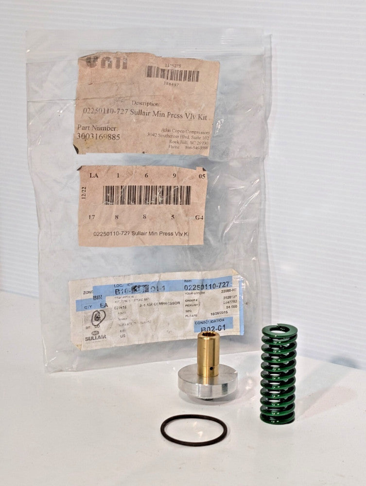 Atlas Copco 02250110-727 Sullair Minimum Pressure Valve Kit, Missing Piece