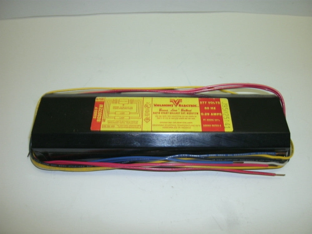 VALMONT 8G3972W RAPID START BALLAST 277 VOLTS 60 HZ 0.29 AMPS CLASS P NO PCB's