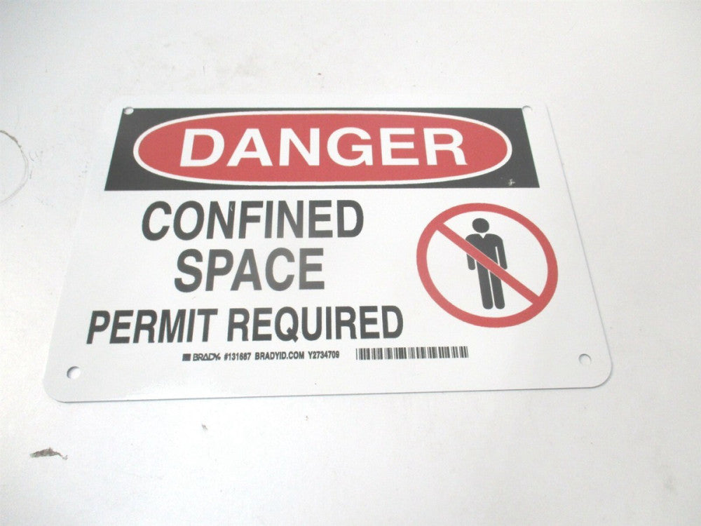 Brady (131687) 7" x 10" Confined Space Permit Required Aluminum Danger Sign