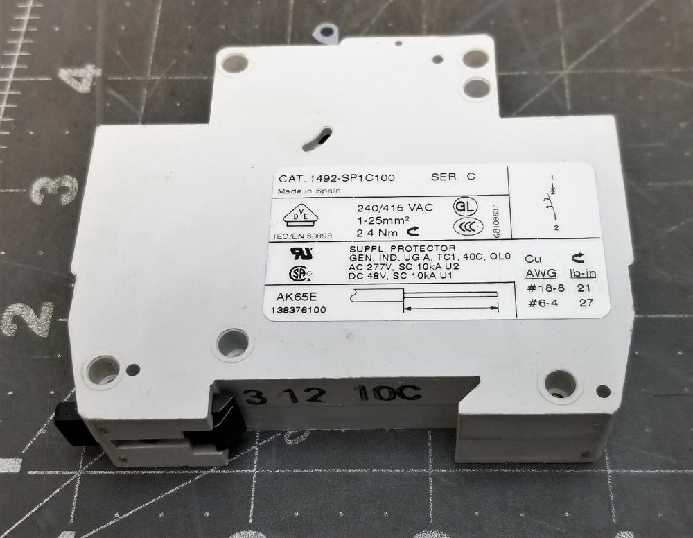Allen Bradley 1492-SP1C100 Ser C Circuit Breaker 1 Pole 10 Amp 240/415 [D1B4]#8