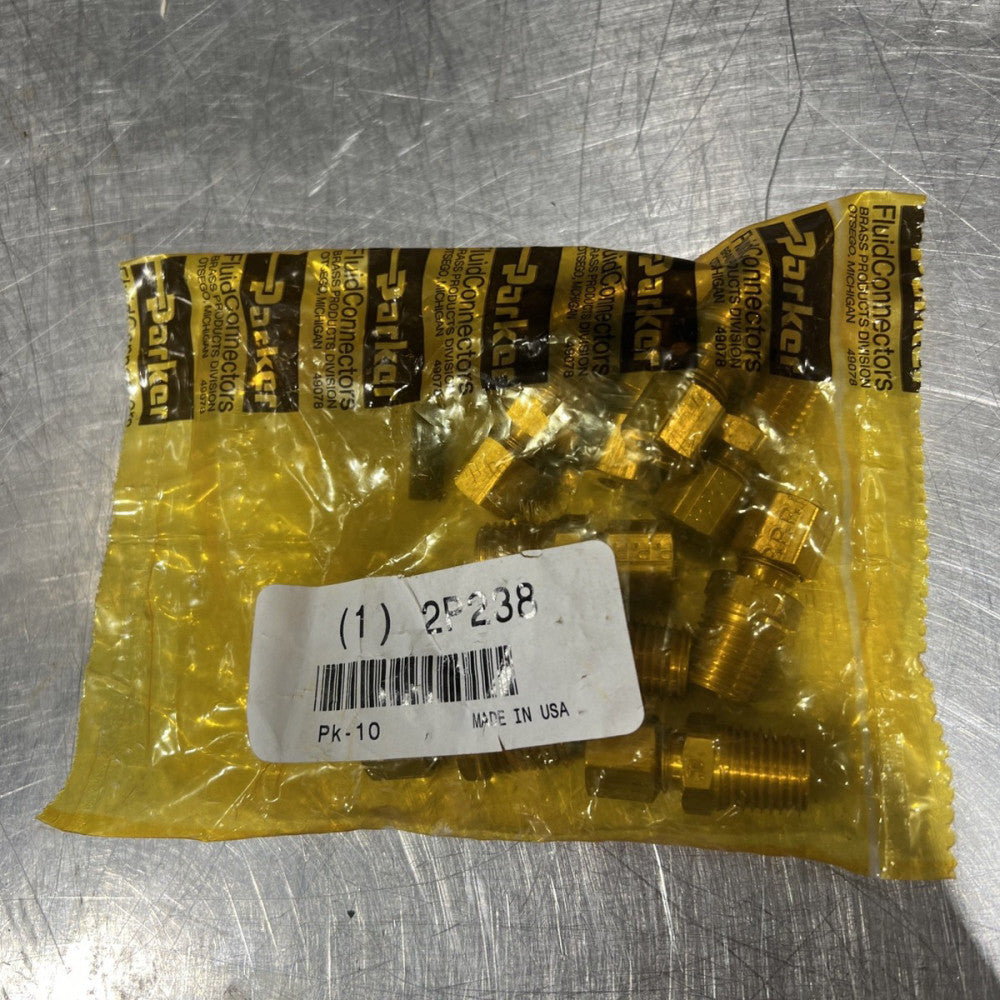 PARKER BRASS FLUID CONNECTORS 2P238 ( BAG OF 10 ) Nos Surplus