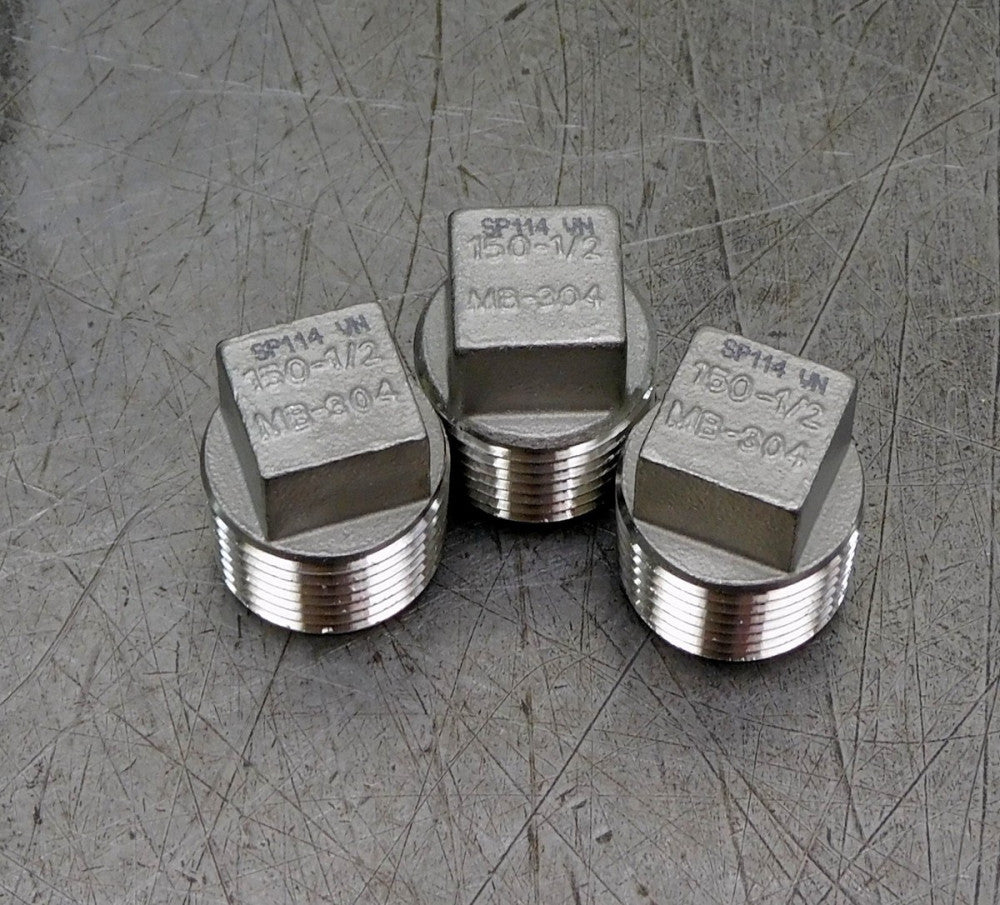Guardian Worldwide 40SQ112N012 Square Head Plug 1/2" Stainless Steel Lot of (3)