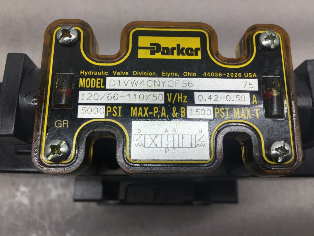 NEW NO BOX PARKER 120VAC HYDRAULIC SOLENOID VALVE ASSY D31VW1C4NYCF56 75