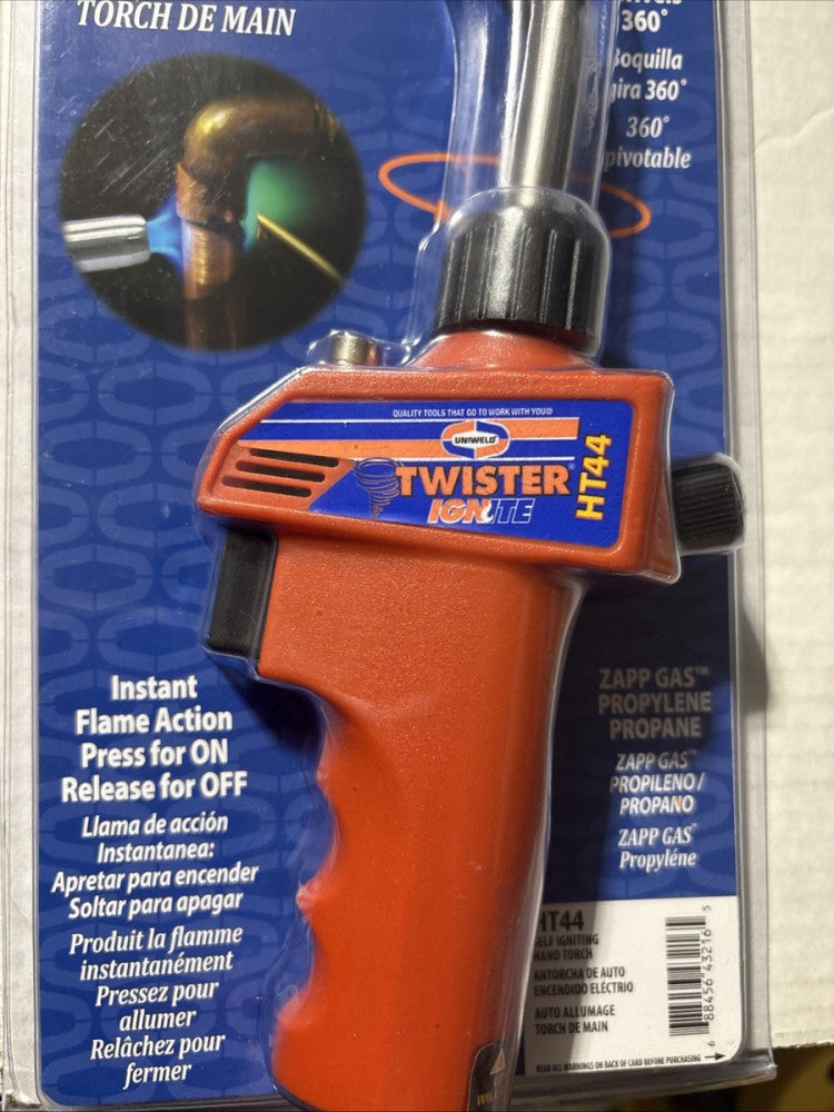 Uniweld HT44 TWISSTER SELF-IGNITING HAND TORCH. PROPANE OR MAP PRO