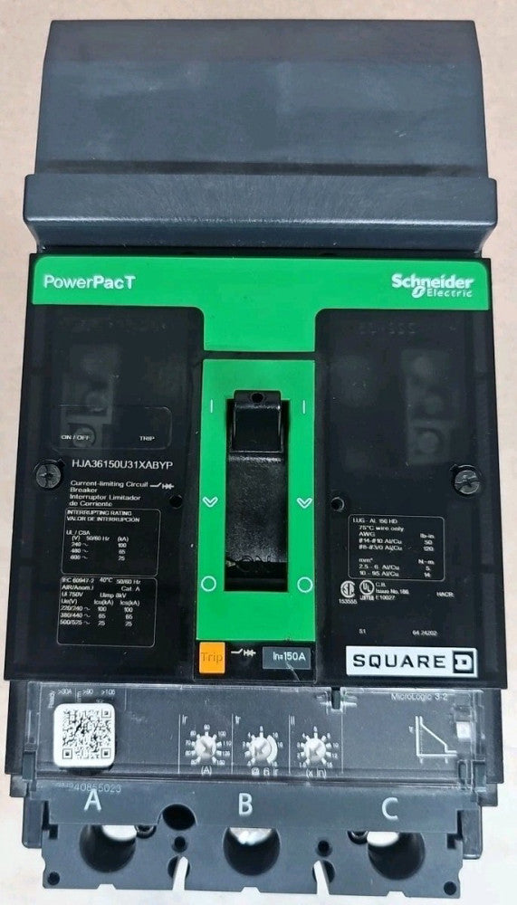 SQUARE D HDM36150U31XABYP  3 POLE 150 AMP 480v CIRCUIT BREAKER POWERPACT