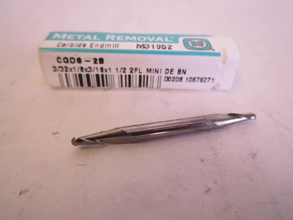 Metal Removal (M319522) 3/32 x 1/8 x 3/16 x 1-1/2" Carbide 2-Flute Endmill New