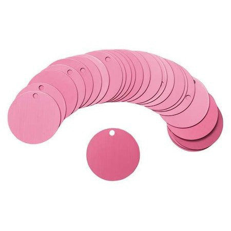 Brady 87603 Blank Tag, Aluminum, 1 1/2 In H X 1 1/2 In W, 1 1/2 In Dia., Pink,
