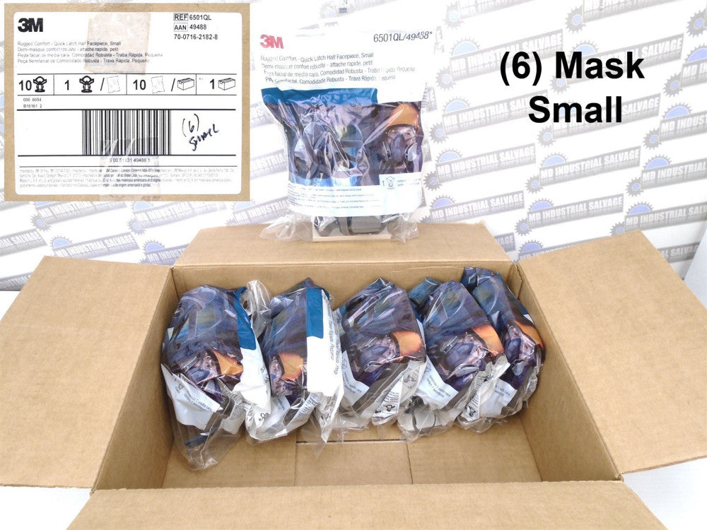 (6 Pcs) 3M - 6501QL / 49488 - Small QUICK LATCH Half Face REUSABLE RESPIRATOR 