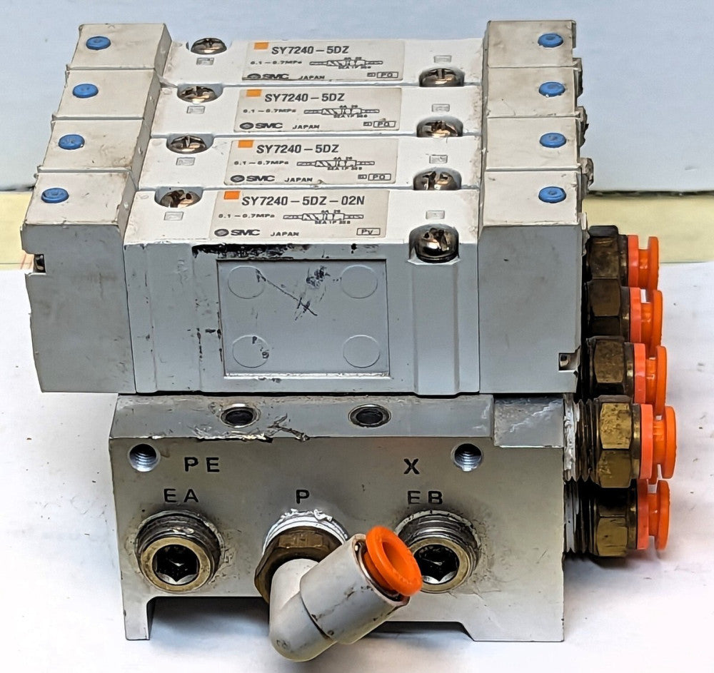 SMC Manifold With (3) SY7240-5DZ, (1) SY7240-5DZ-02N WORKING PULL [C3B1] #8