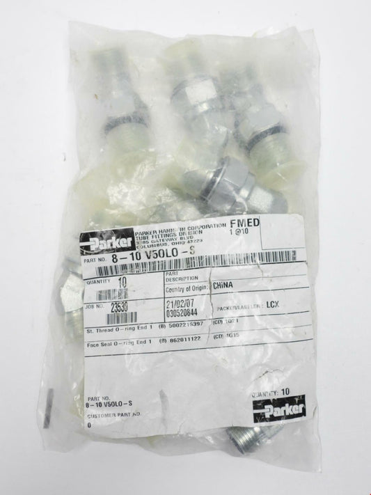 (10) Parker 8-10 V5OLO-S Hydraulic Fitting 45° Straight Thread Elbow 5/8 ORFS /