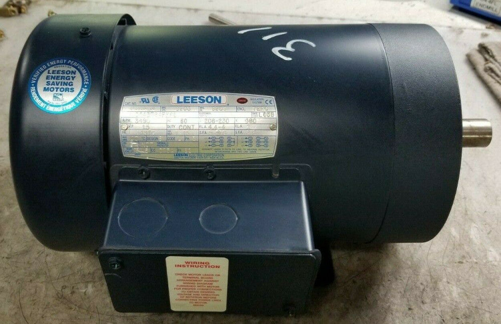 NEW 1-1/2 HP ELECTRIC MOTOR 208-230/460 VAC 3490 RPM 3 PHASE 143TC FRAME 