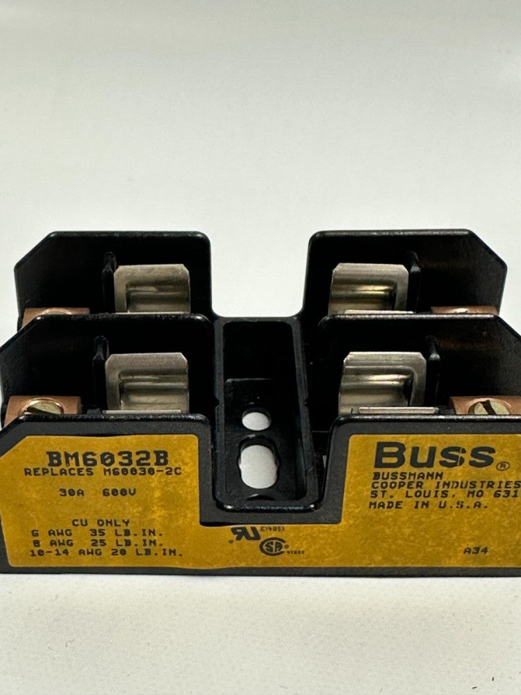 Buss-Cooper BM6032B Fuse Block 2 Pole 30A-600V - New Fast Ship