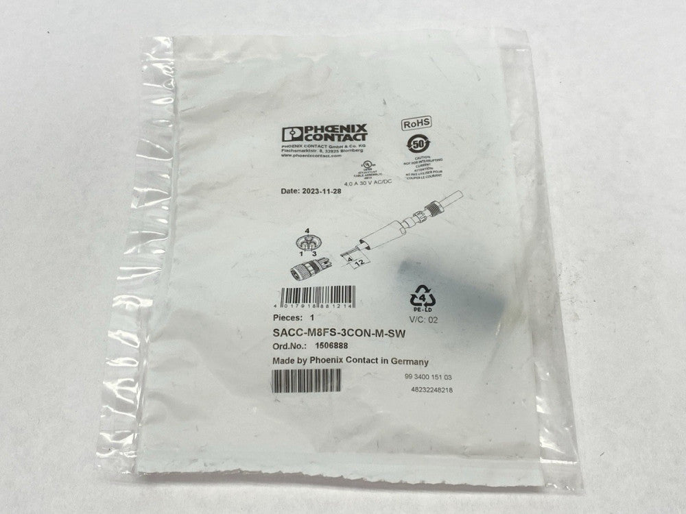 Phoenix Contact SACC-M8FS-3CON-M-SW Circular Connector M8 3-Pin 1506888