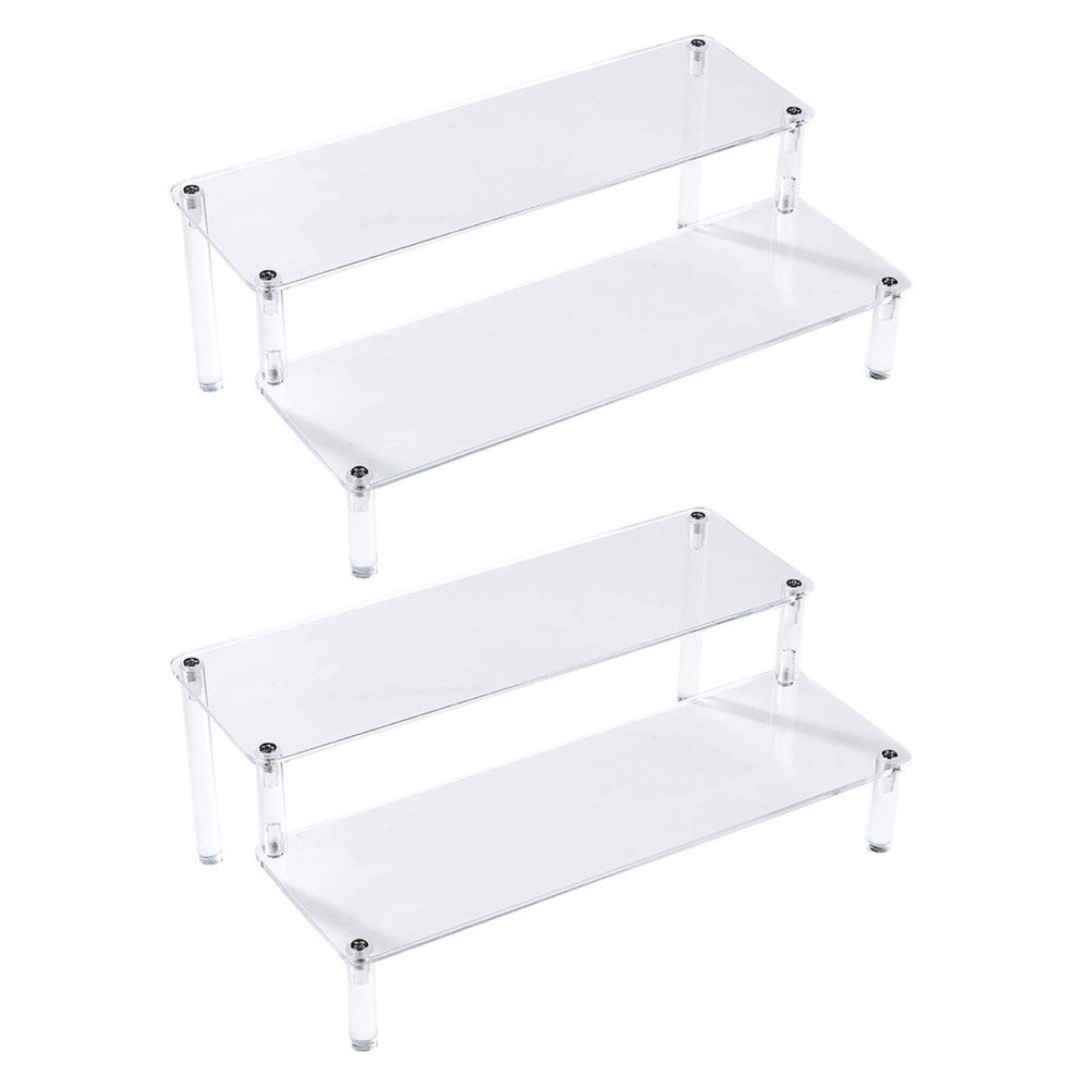 2 Pack 2-Tier Clear Acrylic Display Stand Display Shelf for Dessert Jewels Fi...