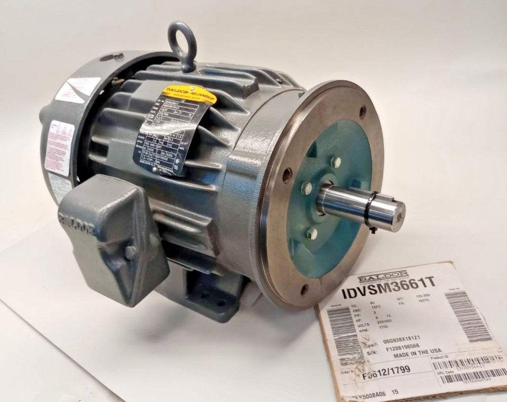 Baldor IDVSM3661T Inverter Motor 3ph 3hp 230/460V TEFC182TC 1755rpm 06H938X181Z1