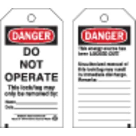 Brady 65407 Danger Tag,5-3/4 X 3 In,Cardstock,Pk25, 65407