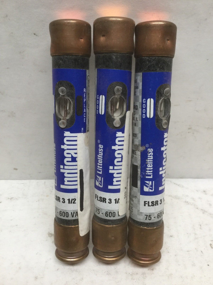 Littelfuse FLSR 3 1/2 ID Indicator Time Delay RK5 Fuses, 600 VAC, (Lot of 3)