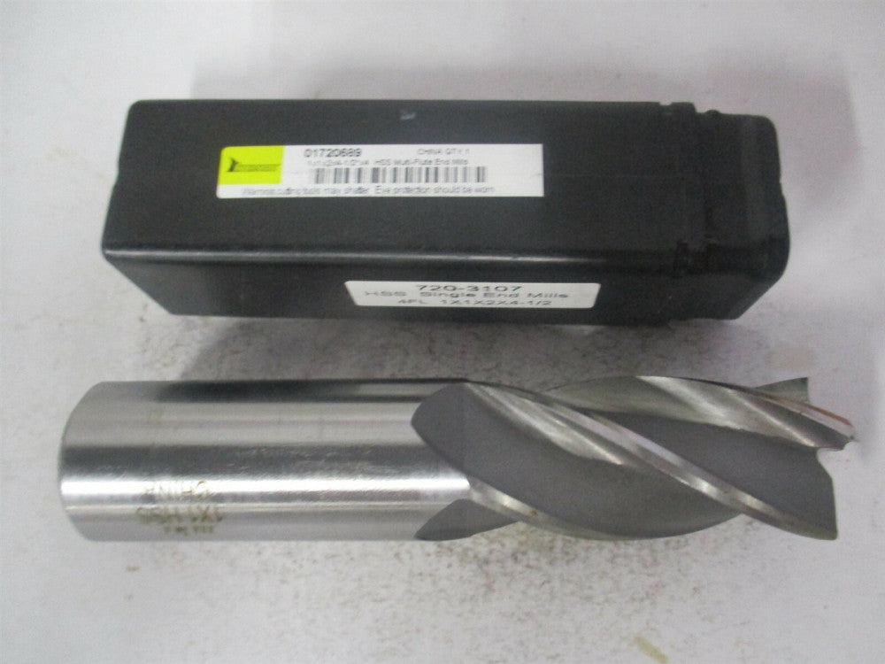 (720-3107) 1" x 2" x 1" x 4-1/2" OAL 4 Flute High Speed Steel Square End Mill 