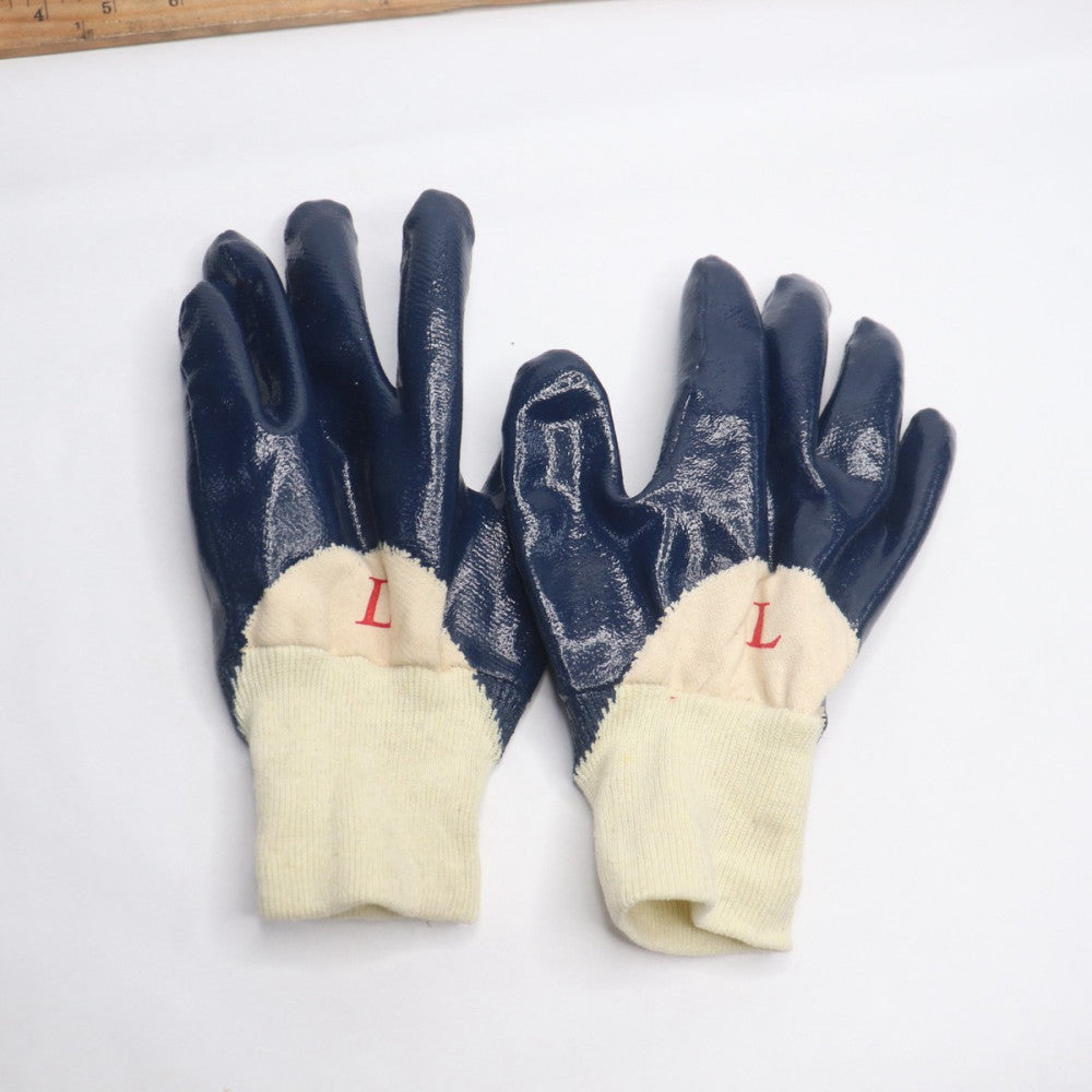 (2-Pk) Gloves Nitrile Palm Supported Smooth Coated Blue Large 