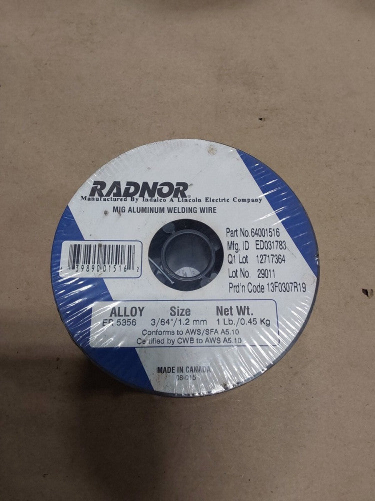 Radnor MIG Aluminum Welding Wire ER5356 Alloy 3/64" 1.2mm 64001516 1lb NEW..E4