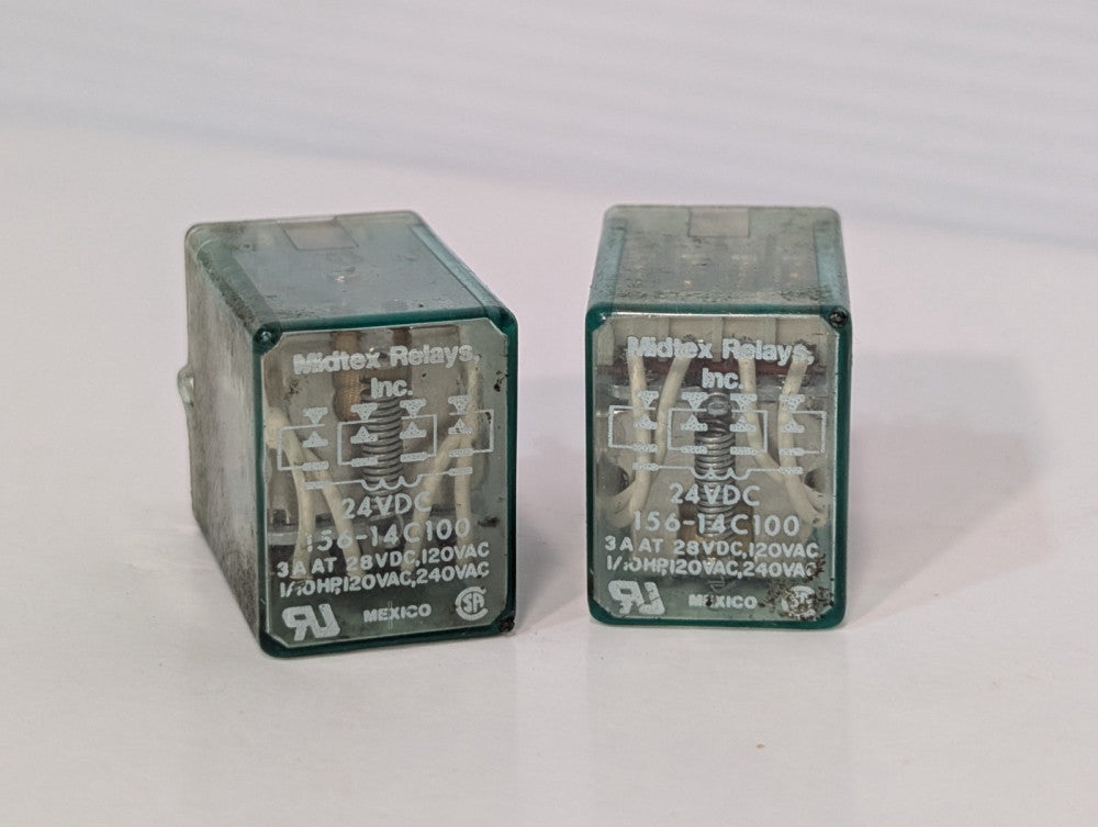 Pair of Midtex 156-14C100 Socket Relays 24VDC - 3A at 240VAC, 28VDC