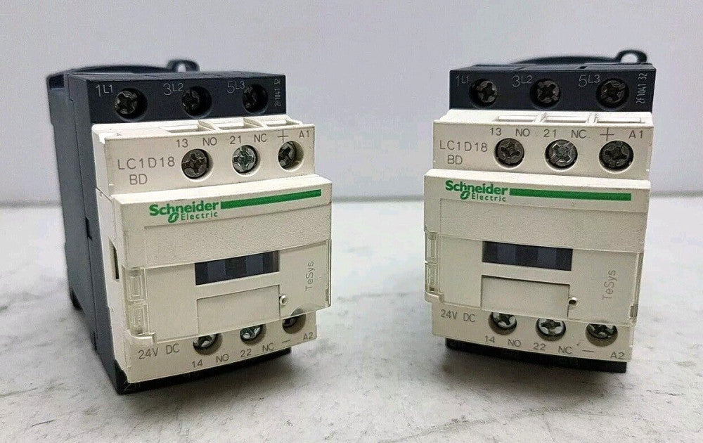 2 Pack Schneider Electric Telemecanique LC1D18 w/ LAD4TBDL Contactor 32A 24 Vdc