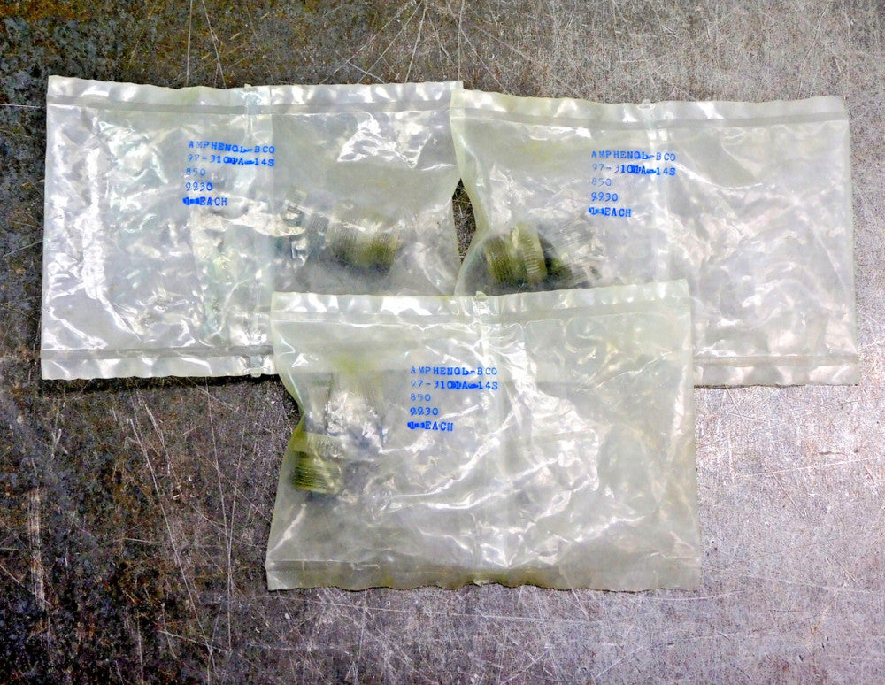 Amphenol 97-3101A-14S Circular MIL Inline Backshell Plug Lot of Three (3)