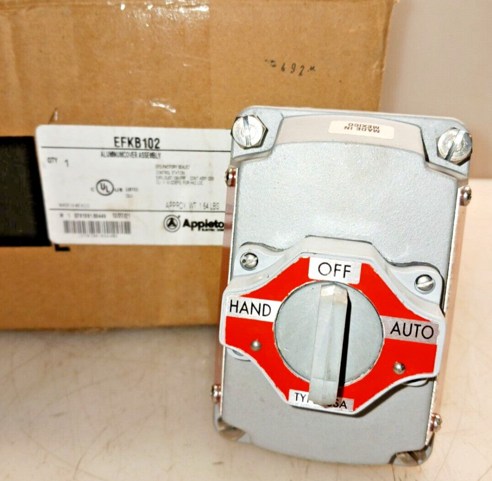 NEW APPLETON EFKB102 ALUMINUM COVER SELECTOR SWITCH FOR HAZARDOUS LOCATION