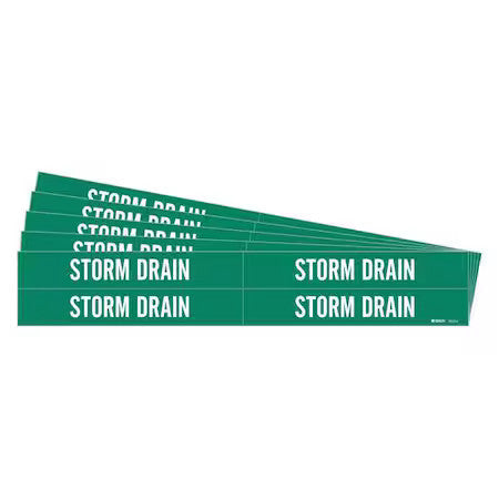Brady 7273-4-Pk Pipe Marker,White,Storm Drain,Pk5