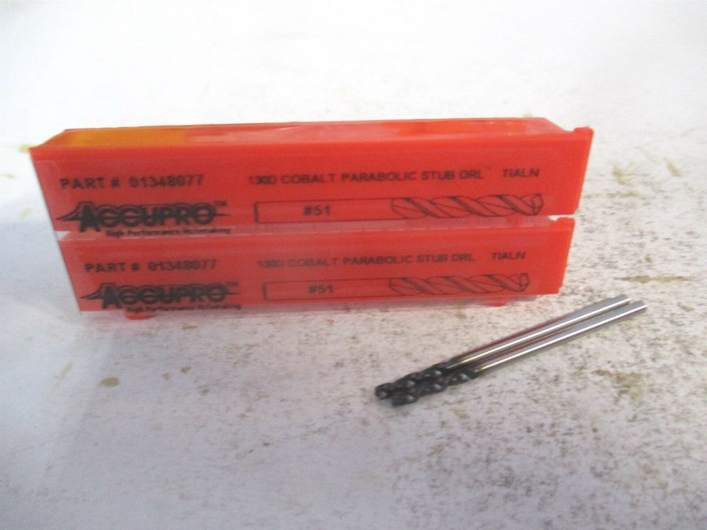 (1630169A-AC) #51 130° Parabolic Flute Cobalt Screw Machine Drill Bit - Qty 2