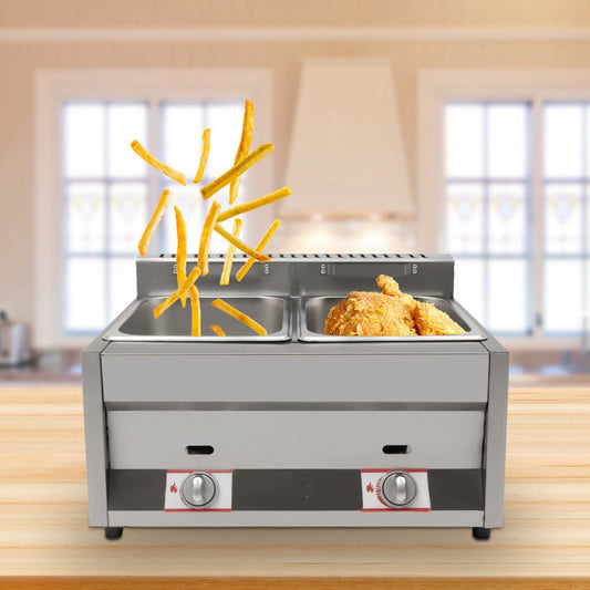 2-pan Propane Gas Food Warmer Restaurant Tabletop Desktop Gas Fryer