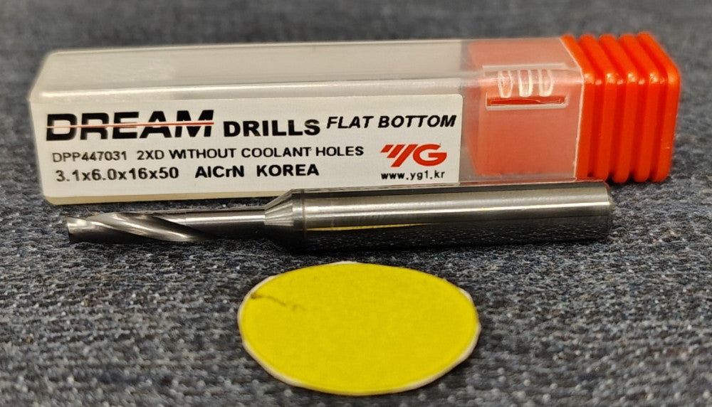YG-1 2 FLUTE 3.1MM FLAT BOTTOM CARBIDE DRILL BIT  DPP447031