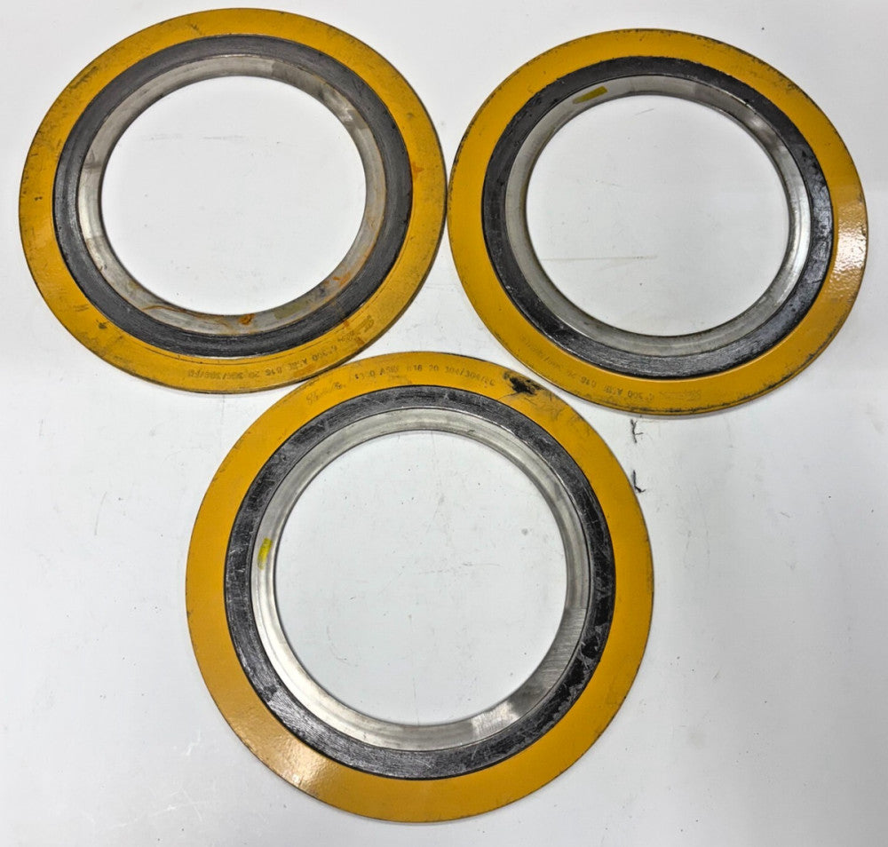 FLEXITALLIC STAINLESS STEEL LOT OF 3 FLEXIBLE GASKET GRAPHITE PIPE SIZE 6" ASME