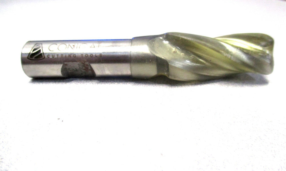 Conical (C-805) 5/8 x 1/2 x 1-1/4 x 3-1/4 3° Angle/Side 3F HSS Tapered End Mill