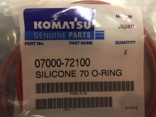 07000-72100 Komatsu Silicone 70 O-Ring - pack of 2 - 0700072100 (NEW)