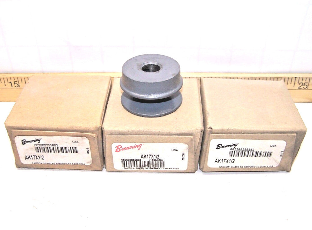3) New Browning AK17 X 1/2 Fixed Pitch Sheave Pulley  AK17X1/2  LOT OF 3