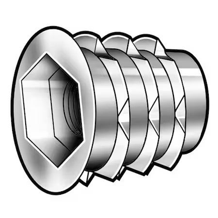 Zoro Select 901024-20-Pk1000 Hex Drive Threaded Insert, #10-24 Int Thrd Sz,