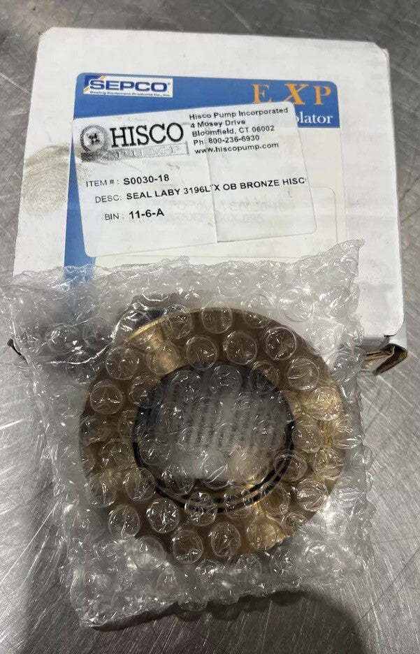HISCO SEPCO EXP SEAL LABY IB BRONZE BEARING ISOLATOR S0030-18 Nos Surplus