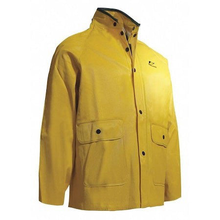 Onguard 7603200 Collared Rain Jacket,Yelw,Ribbed Pvc,L