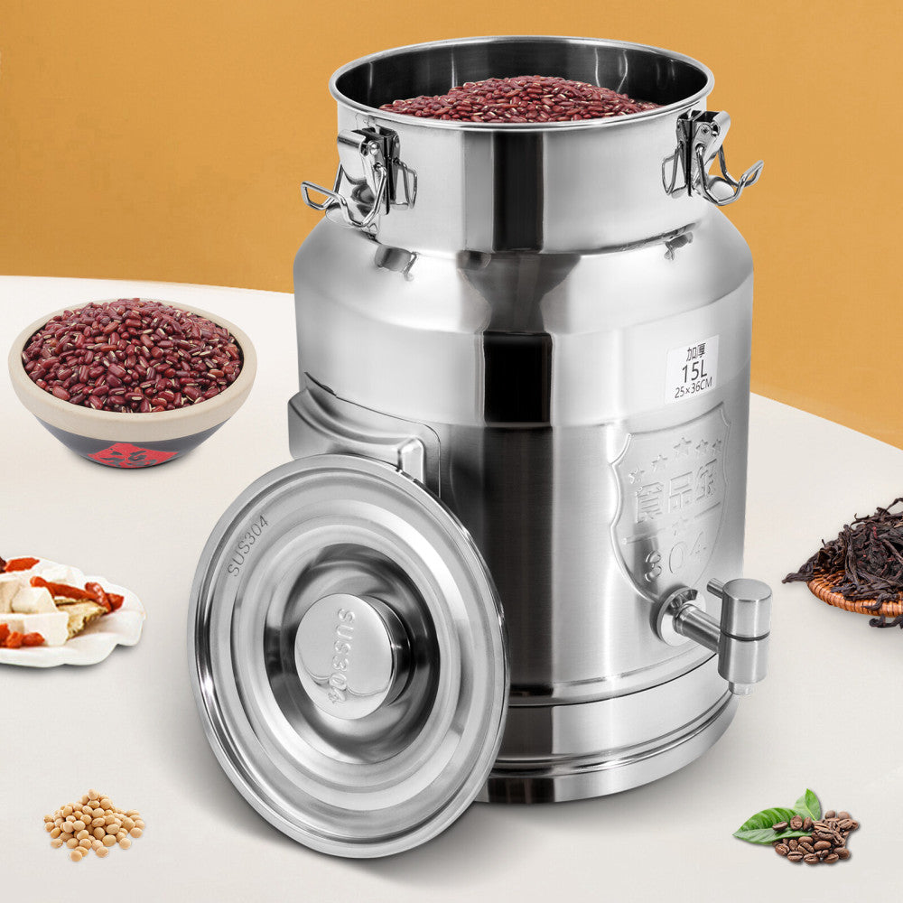 15L/3.96Gal Beverage Dispenser Stainless Steel Milk Can Milk Transport Barrel