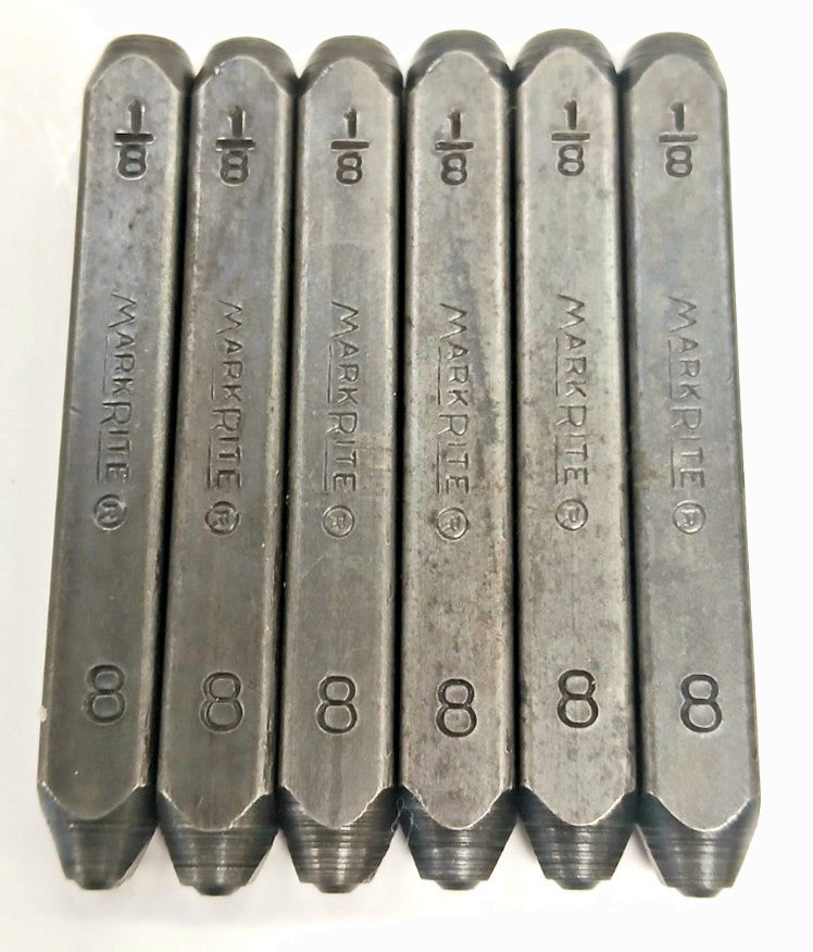 MARKRITE HEAVY DUTY 1/8" NUMBER STAMP #8 STEEL OAL 2-7/16"  LOT OF 6