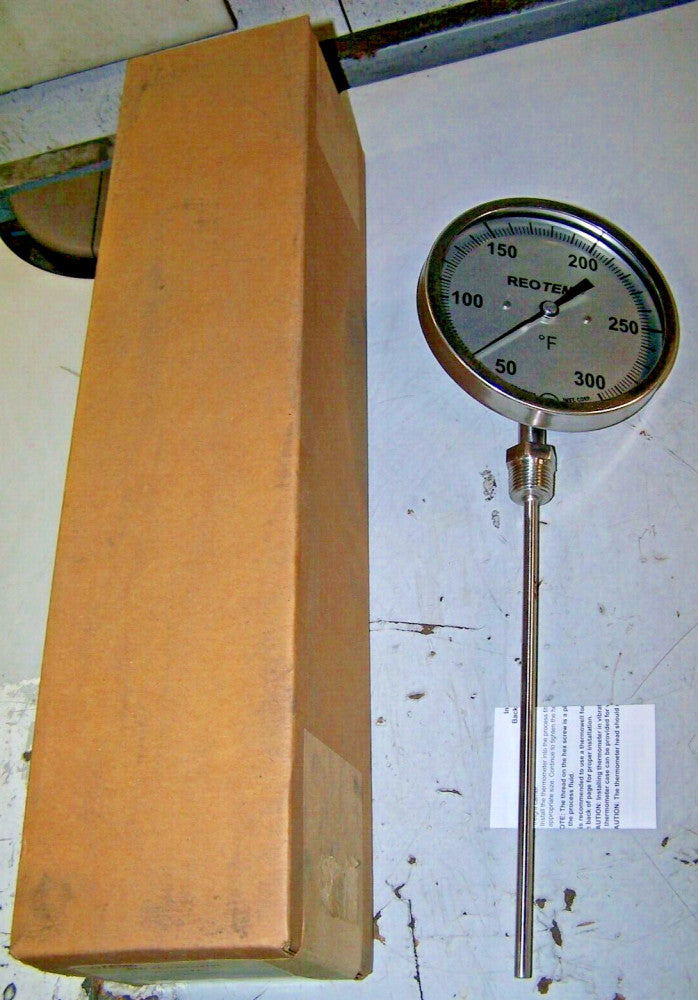 NEW REOTEMP 5" 50 - 300°F DIAL THERMOMETER 9" STEM 1/2" NPT  VR0901F63